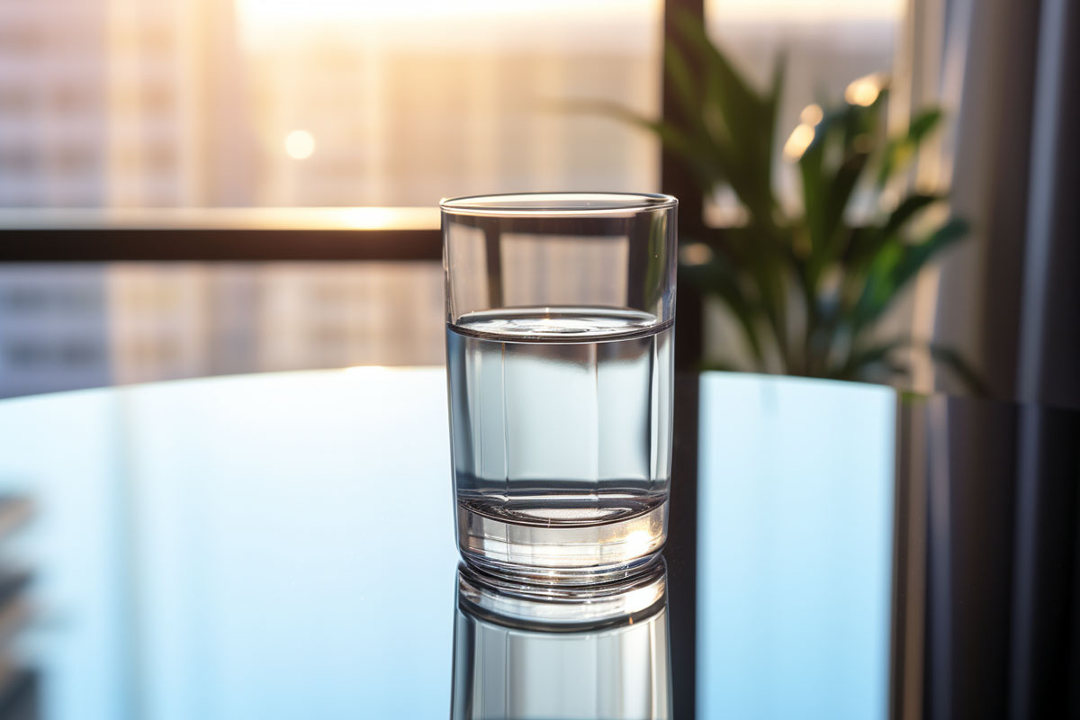 A glass of water, the only drink to have with the aligners in