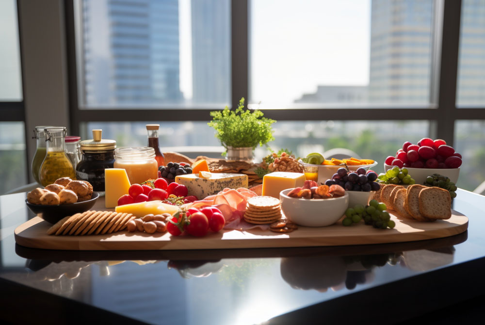 A tray of food; the aligners come out before eating